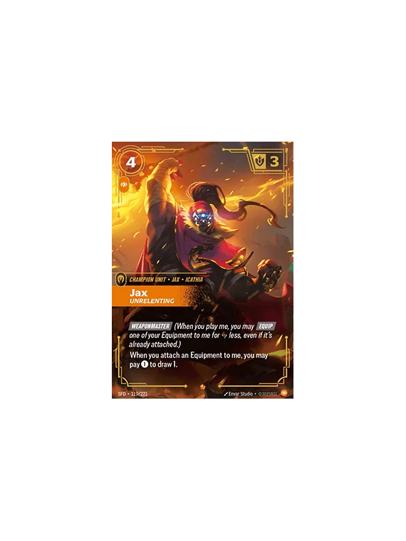 Jax, Unrelenting (V.1 - Epic) de Riftbound en 02 - Spiritforged | La Cueva Roja