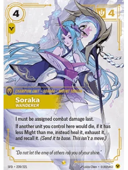 Soraka, Wanderer (V.2 - Showcase) de Riftbound en 02 - Spiritforged | La Cueva Roja