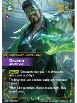 Draven, Audacious (V.2 - Showcase) de Riftbound en 02 - Spiritforged | La Cueva Roja