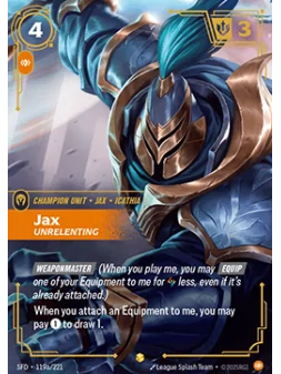 Jax, Unrelenting (V.2 - Showcase) de Riftbound en 02 - Spiritforged | La Cueva Roja