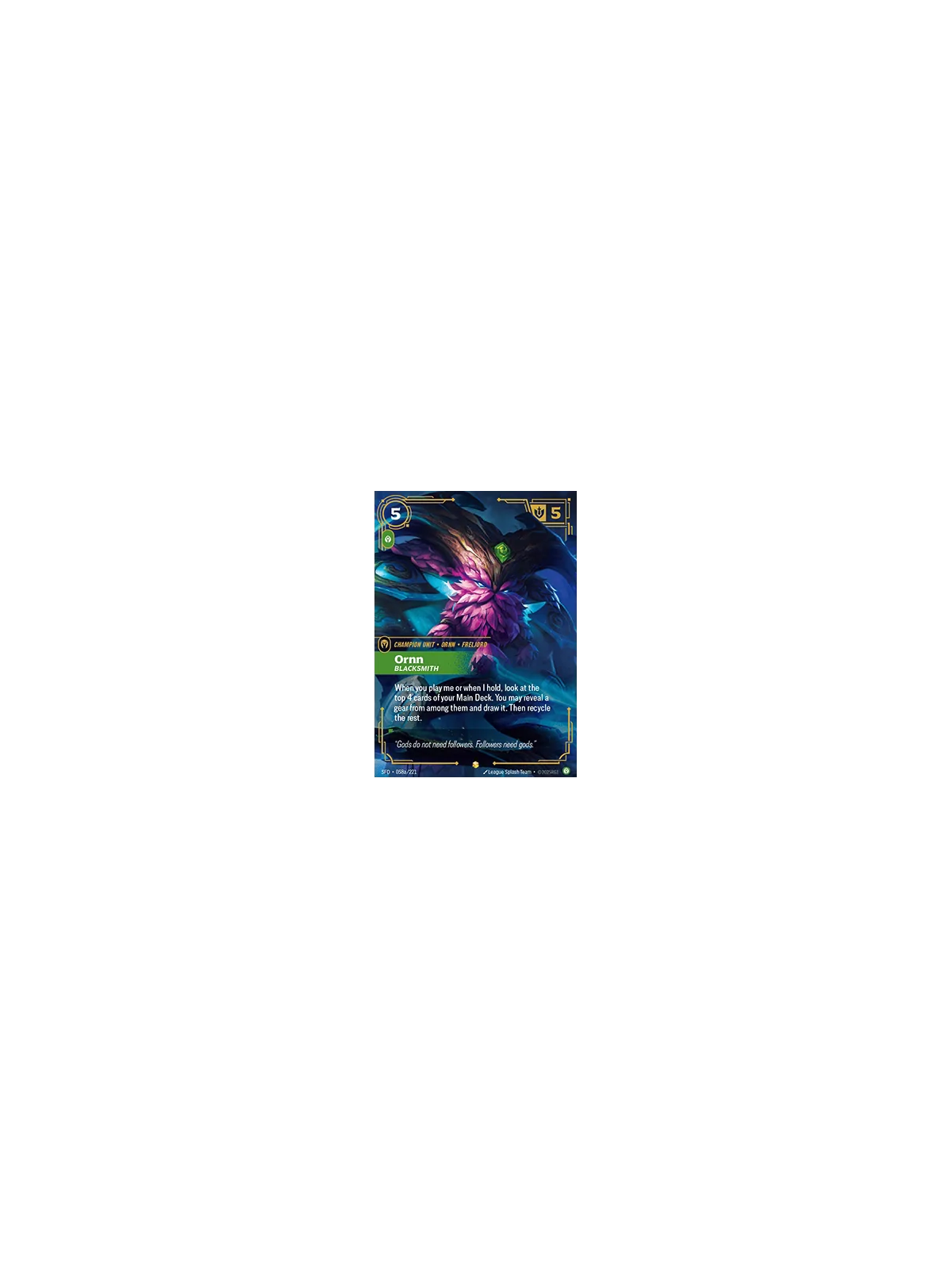 Ornn, Blacksmith (V.2 - Showcase) de Riftbound en 02 - Spiritforged | La Cueva Roja
