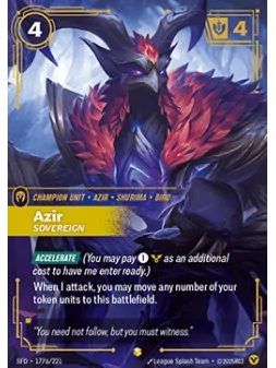 Azir, Sovereign (V.2 - Showcase) de Riftbound en 02 - Spiritforged | La Cueva Roja