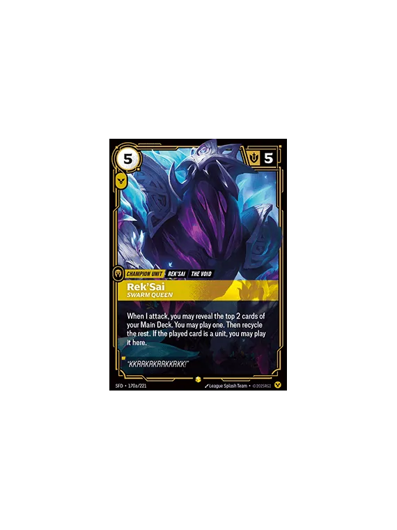Rek'Sai, Swarm Queen (V.2 - Showcase) de Riftbound en 02 - Spiritforged | La Cueva Roja