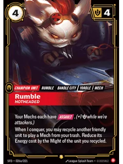 Rumble, Hotheaded (V.2 - Showcase) de Riftbound en 02 - Spiritforged | La Cueva Roja