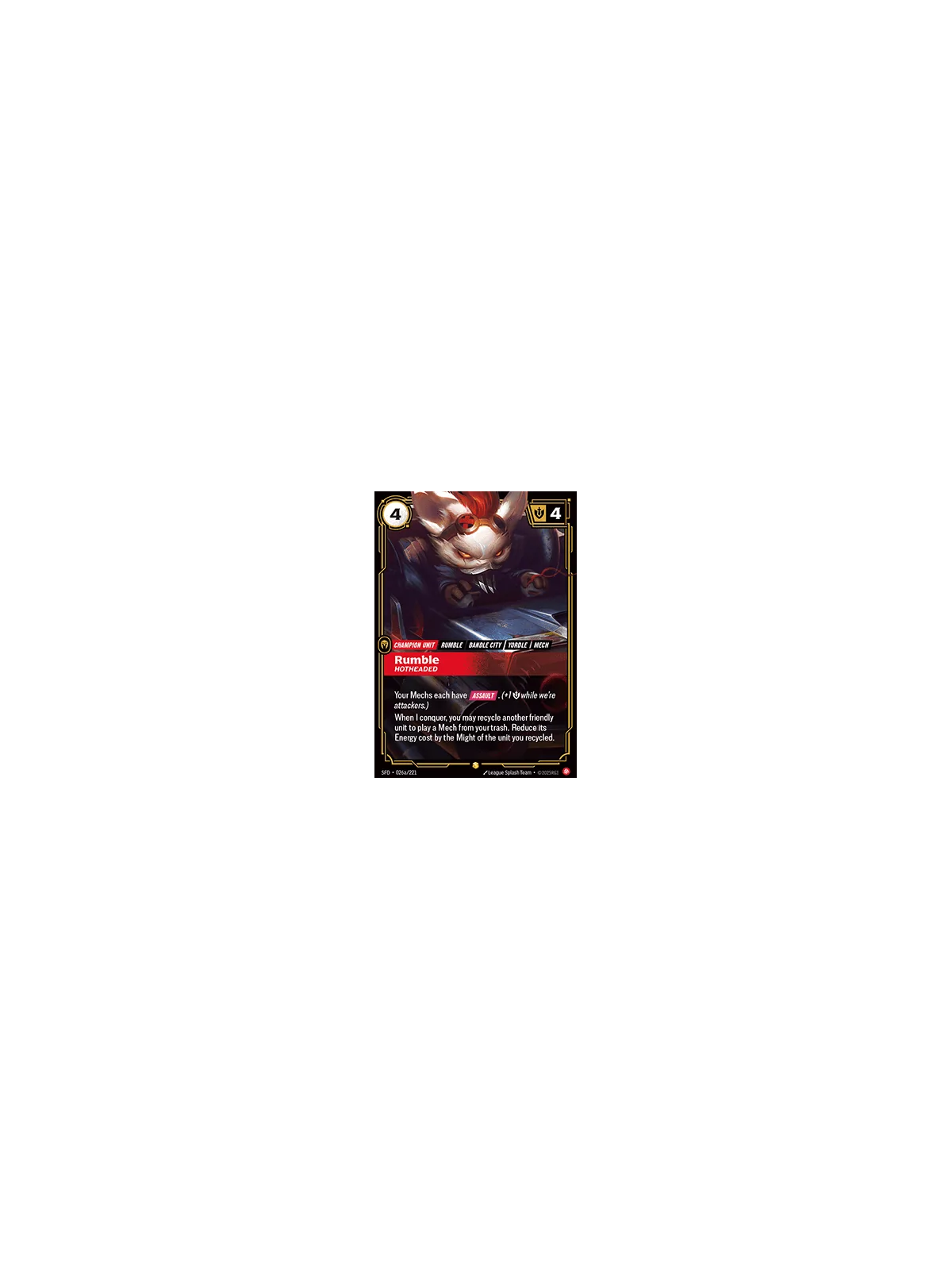 Rumble, Hotheaded (V.2 - Showcase) de Riftbound en 02 - Spiritforged | La Cueva Roja