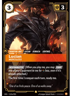 Lucian, Merciless (V.2 - Showcase) de Riftbound en 02 - Spiritforged | La Cueva Roja
