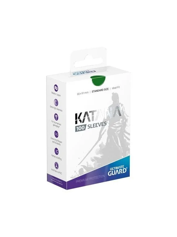 Ultimate Guard Katana Sleeves Tamaño Estándar Verde (100) de Ultimate Guard en Fundas | La Cueva Roja