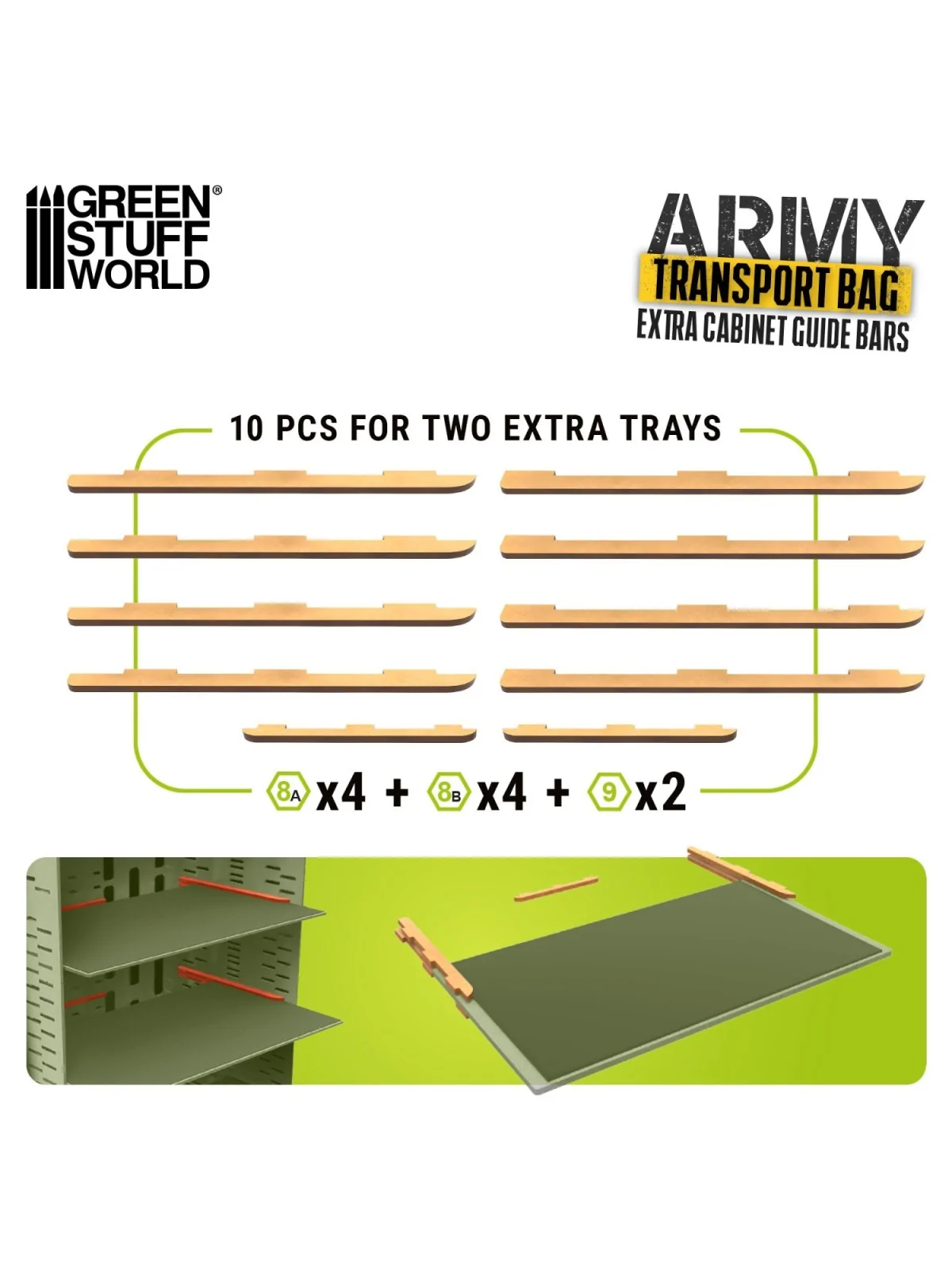 Carriles Extra para Maletines de Transporte de Miniaturas de Green Stuff World en Modelismo | La Cueva Roja