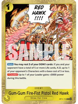 Gum-Gum Fire-Fist Pistol Red Hawk (OP11-114) (V.1) de Bandai en OP11 - A Fist of Divine Speed | La Cueva Roja