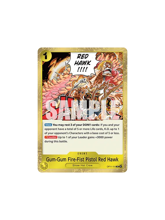 Gum-Gum Fire-Fist Pistol Red Hawk (OP11-114) (V.1) de Bandai en OP11 - A Fist of Divine Speed | La Cueva Roja