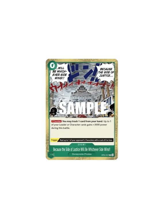 Because the Side of Justice Will Be Whichever Side Wins!! (OP05-037) de Bandai en OP05 - Awakening of the New Era | La Cueva Roj