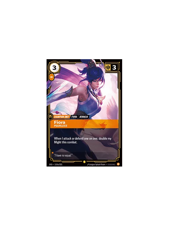 Fiora, Peerless (V.2 - Showcase) de Riftbound en 02 - Spiritforged | La Cueva Roja