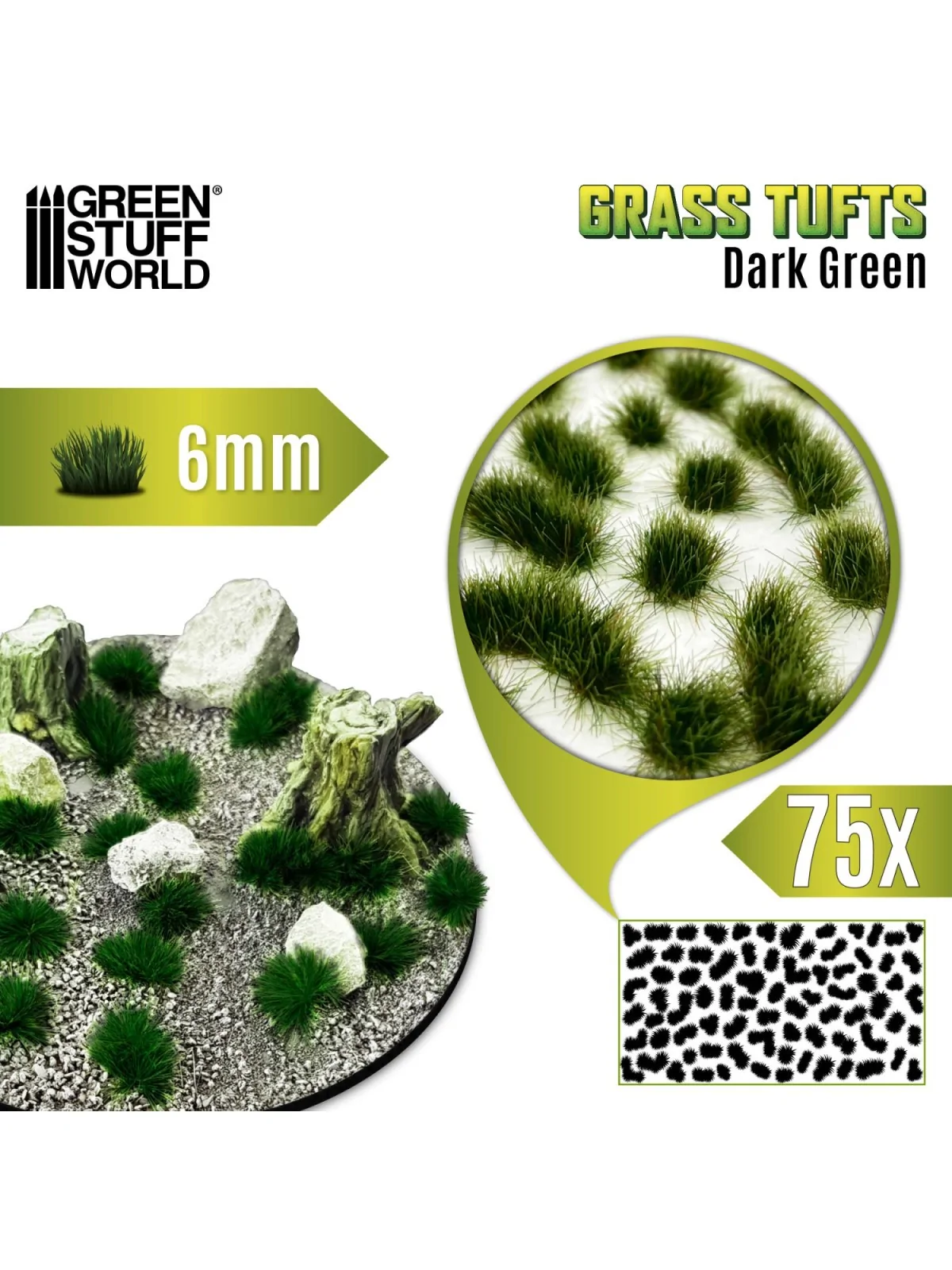 Matas Cesped: Tufts 6 mm Verde Oscuro (Green Stuff World) de Green Stuff World en Modelismo | La Cueva Roja