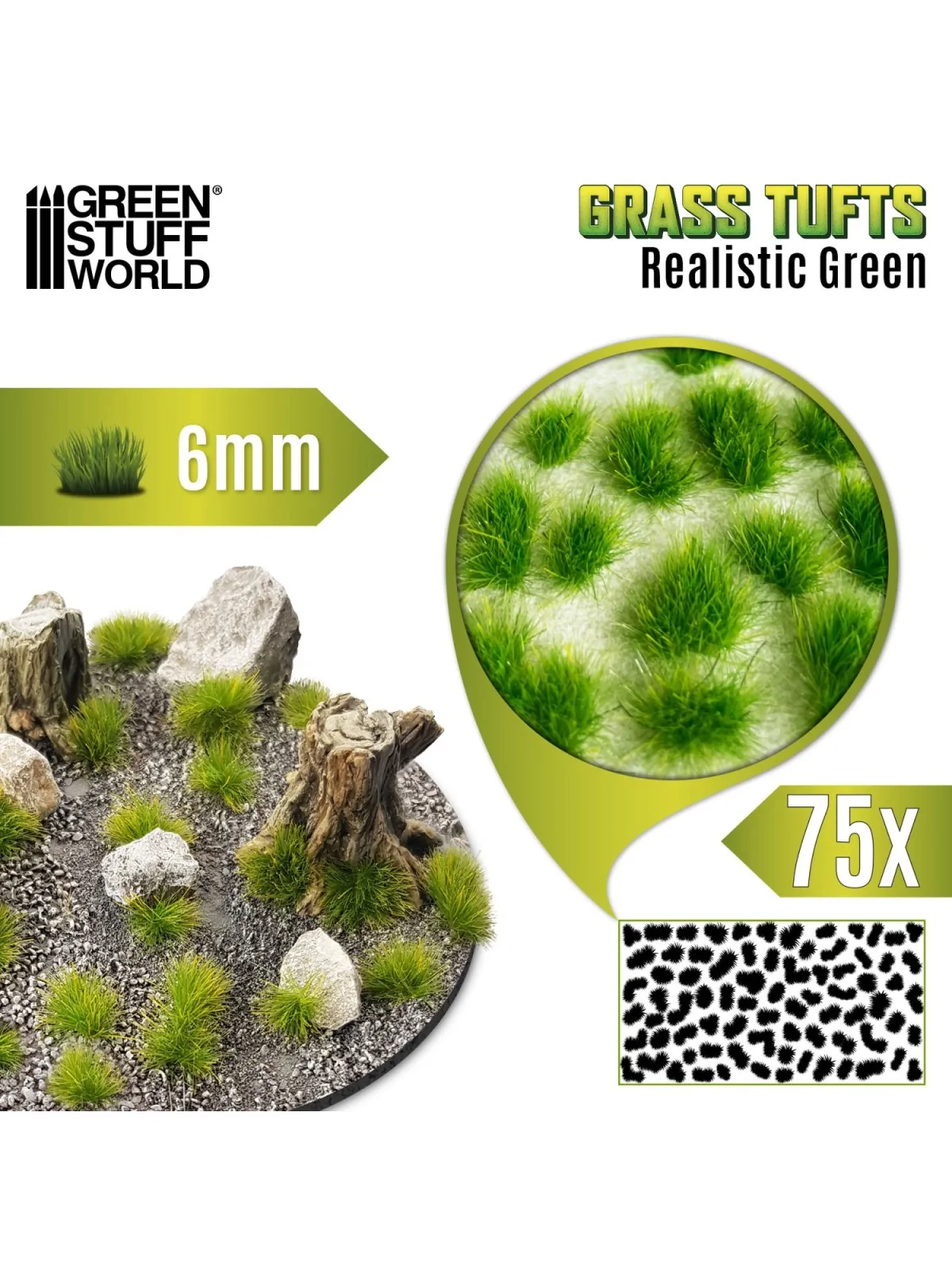 Matas Cesped: Tufts 6 mm Verde Realista (Green Stuff World) de Green Stuff World en Modelismo | La Cueva Roja