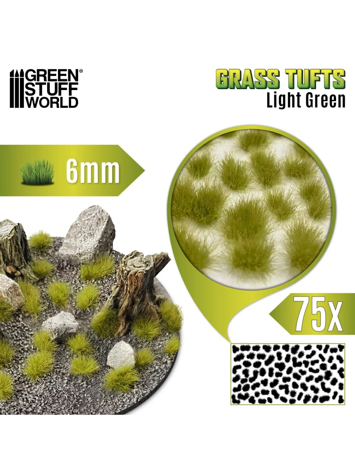 Matas Cesped: Tufts 6 mm Verde Claro (Green Stuff World) de Green Stuff World en Modelismo | La Cueva Roja