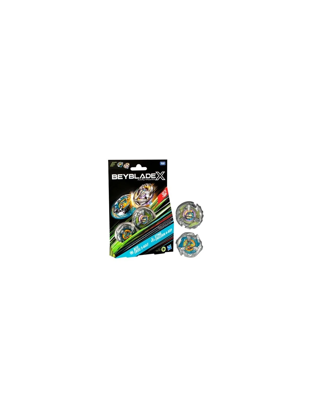 Beyblade X: Bite Croc 3-60LF + Sting Unicorn 4-60P (Dual Booster Pack) de Hasbro en Beyblade X | La Cueva Roja
