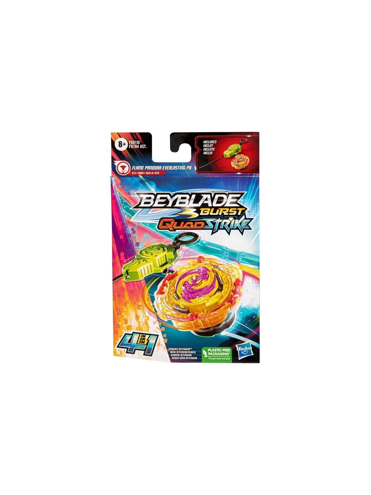 Kit Beyblade Burst Quead Strike Flame Pandora Everlasting P8 F6810 de Hasbro en Beyblade X | La Cueva Roja