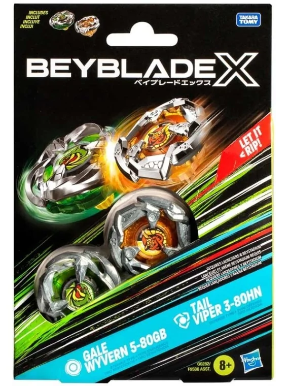Beyblade X: Gale Wyvern 5-80GB + Tail Viper 3-80HN (Dual Booster Pack) de Hasbro en Beyblade X | La Cueva Roja