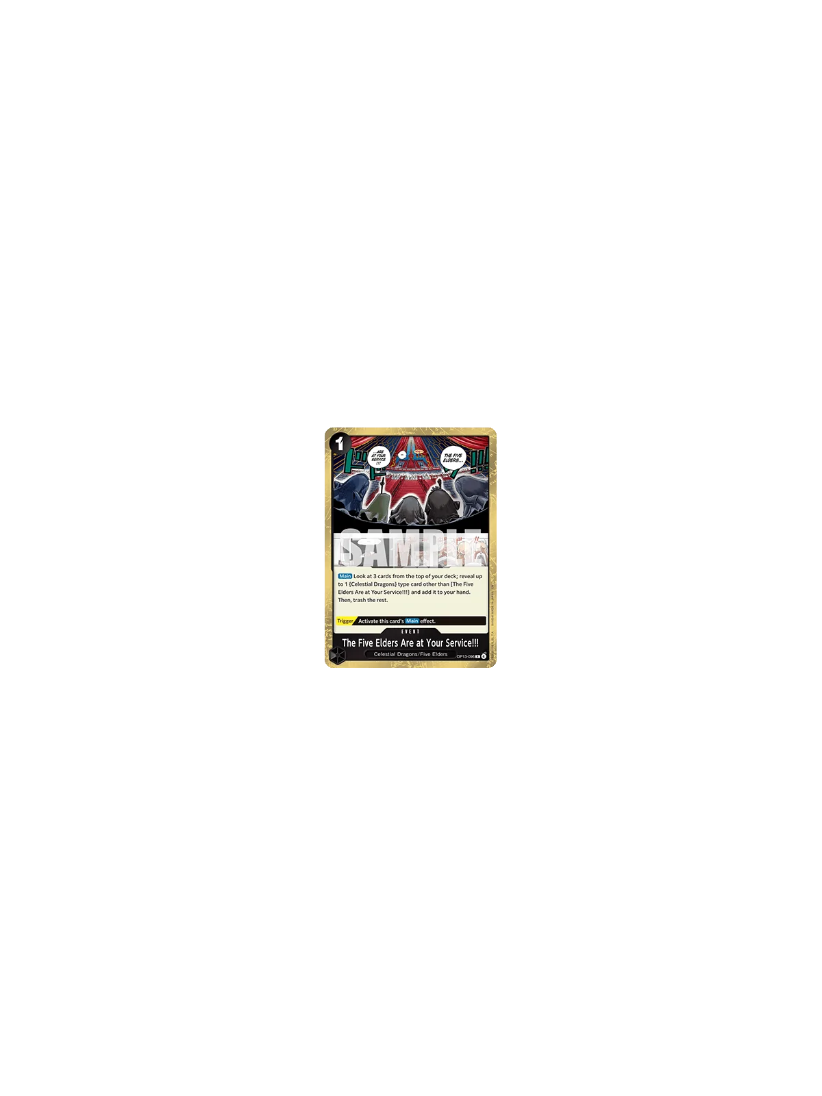 The Five Elders Are at Your Service!!! (OP13-096) de Bandai en OP13 - Carrying on his Will | La Cueva Roja