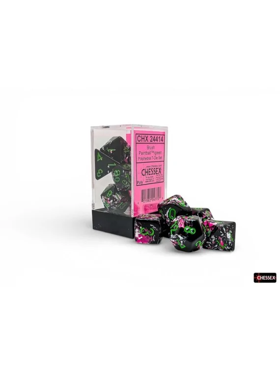 7 Dice Brush Polyhedral Paintball /Green Dice Block de Last Level en Dados | La Cueva Roja