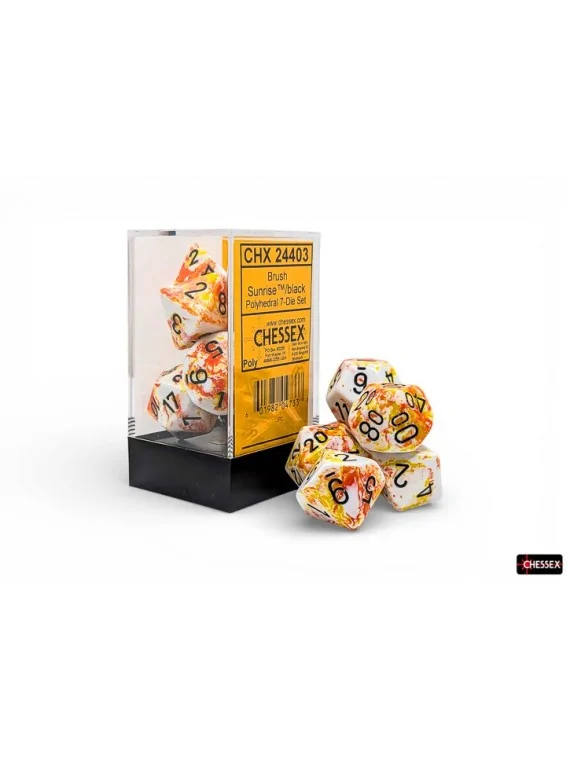 7 Dice Brush Polyhedral Sunrise/Black Dice Block de Last Level en Dados | La Cueva Roja