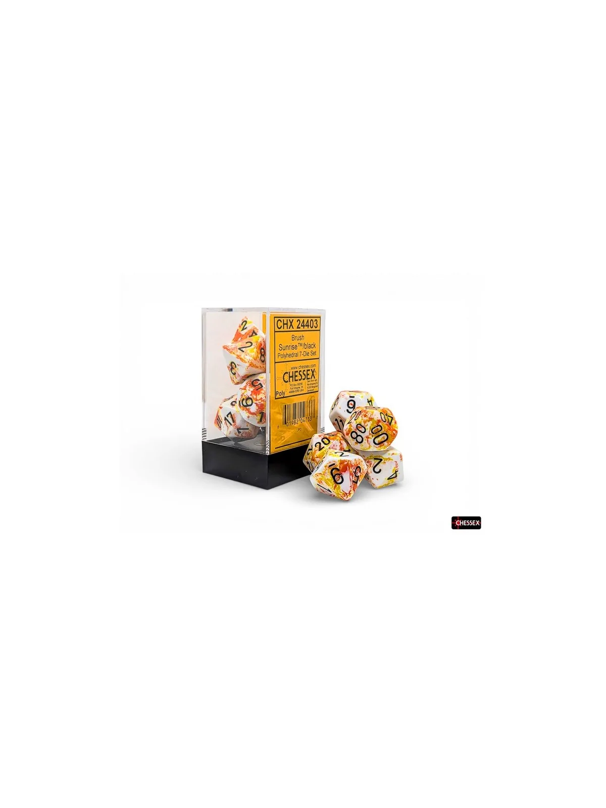 7 Dice Brush Polyhedral Sunrise/Black Dice Block de Last Level en Dados | La Cueva Roja