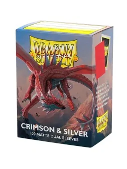 Dragon Shield: Standard Matte Dual Crimson and Silver (100) de Dragon Shield en Fundas | La Cueva Roja