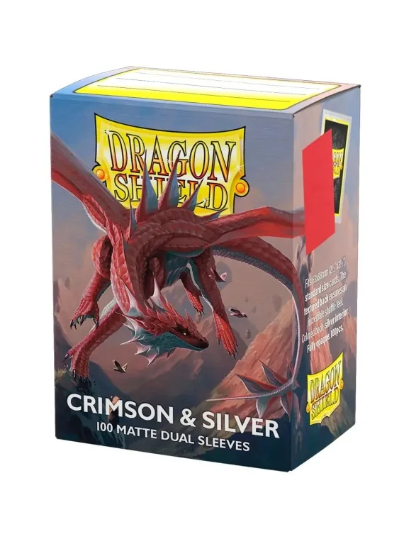 Dragon Shield: Standard Matte Dual Crimson and Silver (100) de Dragon Shield en Fundas | La Cueva Roja