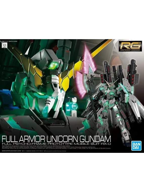 Gundam: 1/144 – RG Full Armor Unicorn (Gundam Full Psycho-Frame Prototype Mobile Suit RX-0) de Bandai en Bandai | La Cueva Roja