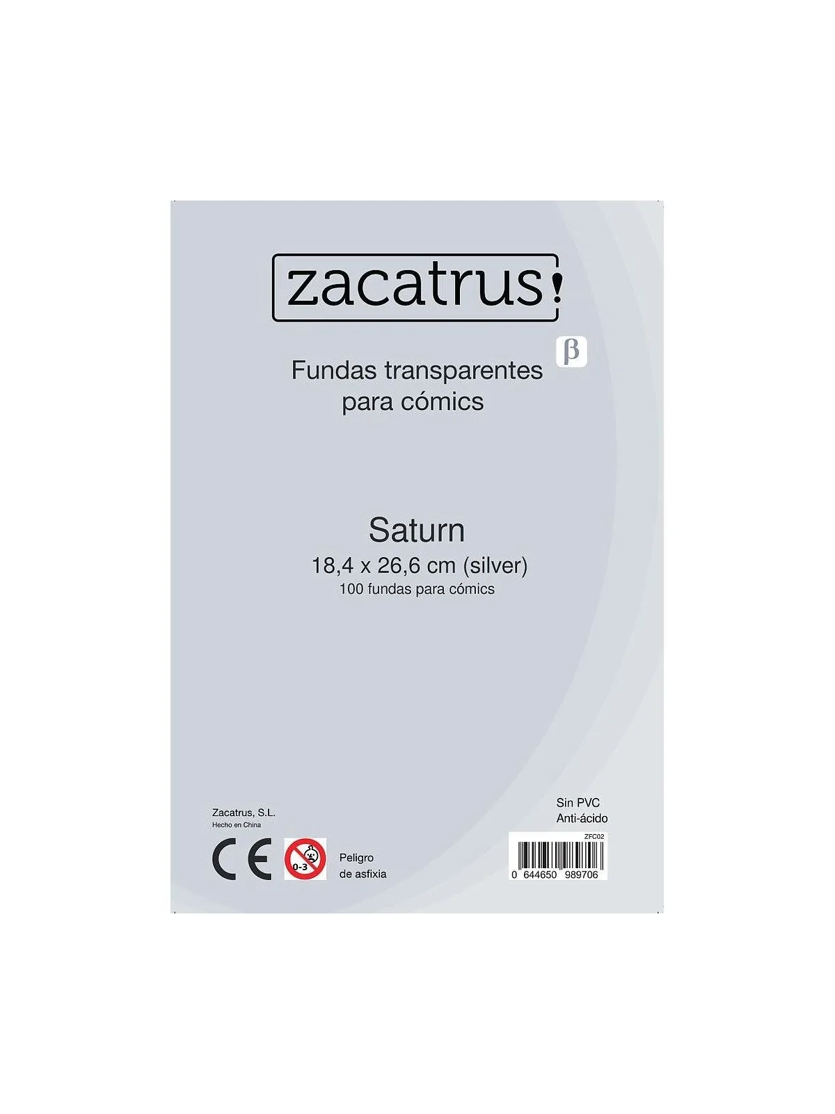 Fundas Zacatrus Saturn (Comic: 184 mm X 266 mm) (100 uds) de Zacatrus en Fundas | La Cueva Roja