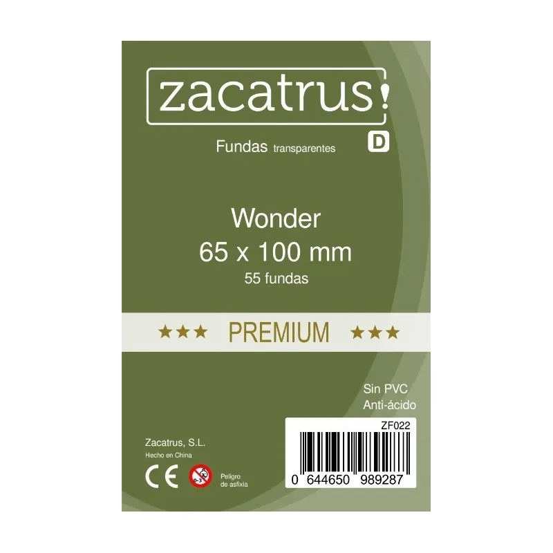 Fundas Zacatrus Wonder premium (65 mm X 100 mm) (55 uds) de Zacatrus en Fundas | La Cueva Roja