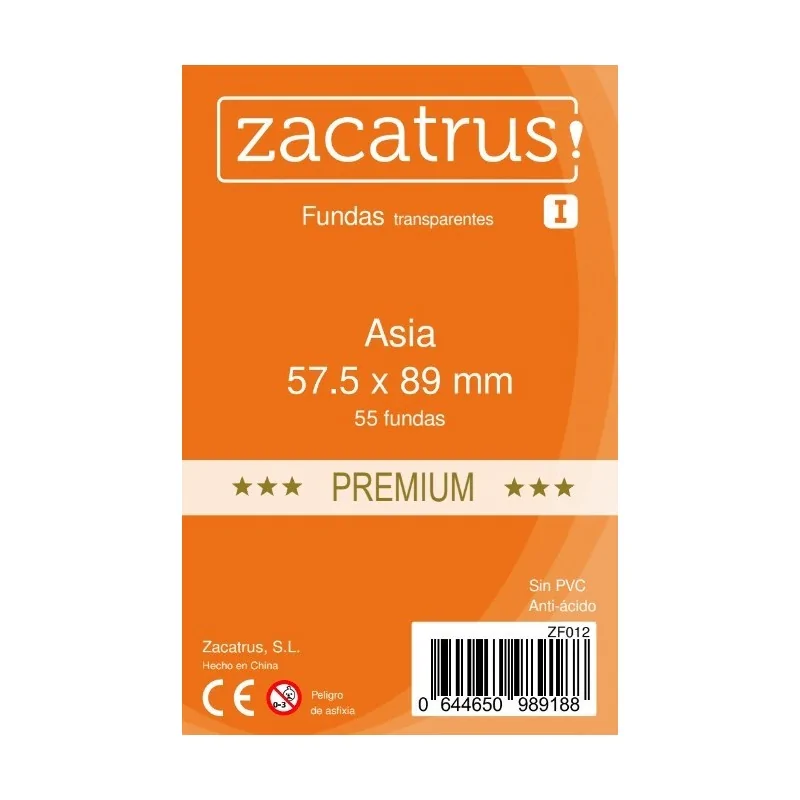 Fundas Zacatrus Asia Premium (57,5 mm x 89 mm) (55 uds) de Zacatrus en Fundas | La Cueva Roja