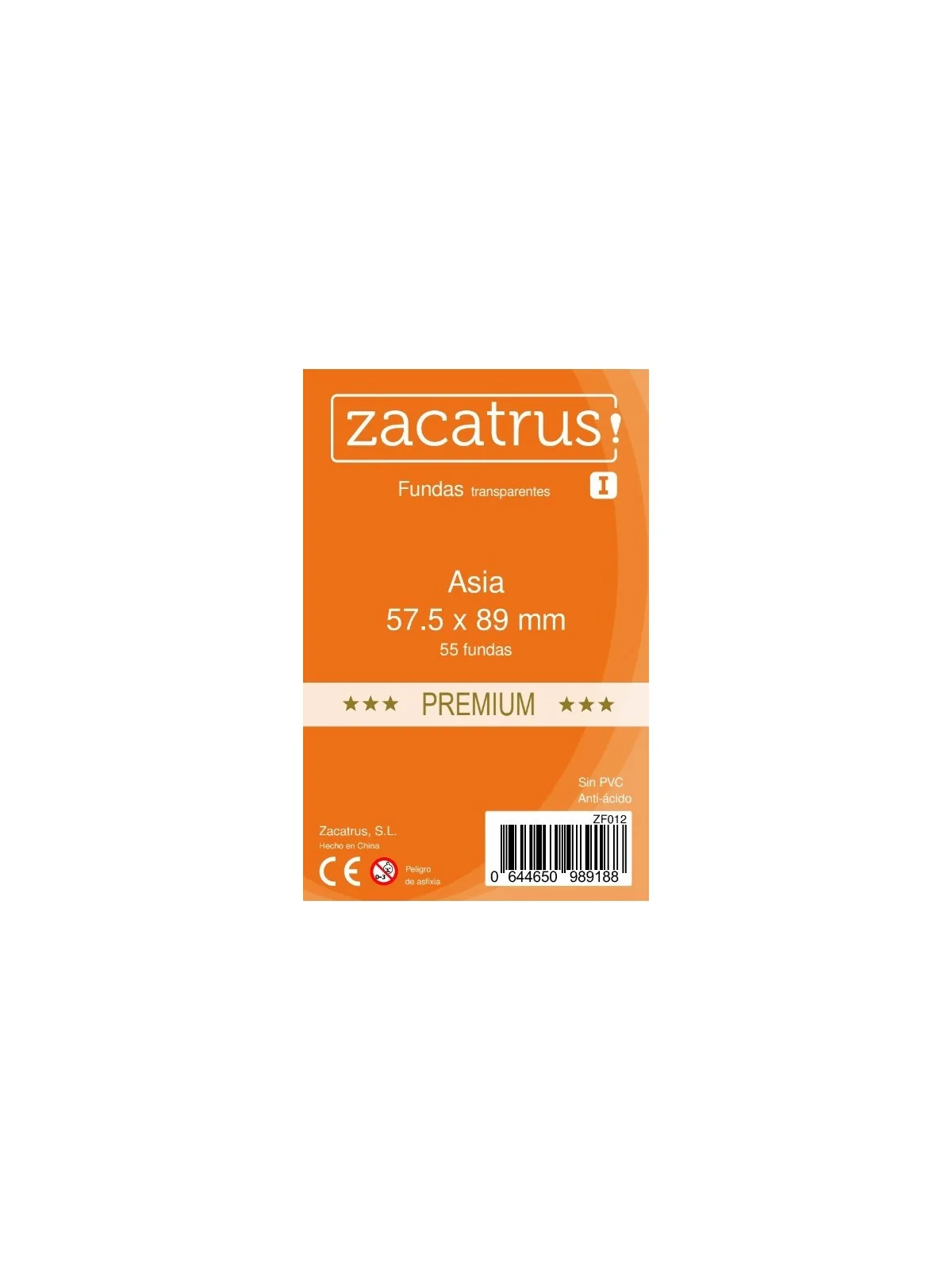 Fundas Zacatrus Asia Premium (57,5 mm x 89 mm) (55 uds) de Zacatrus en Fundas | La Cueva Roja