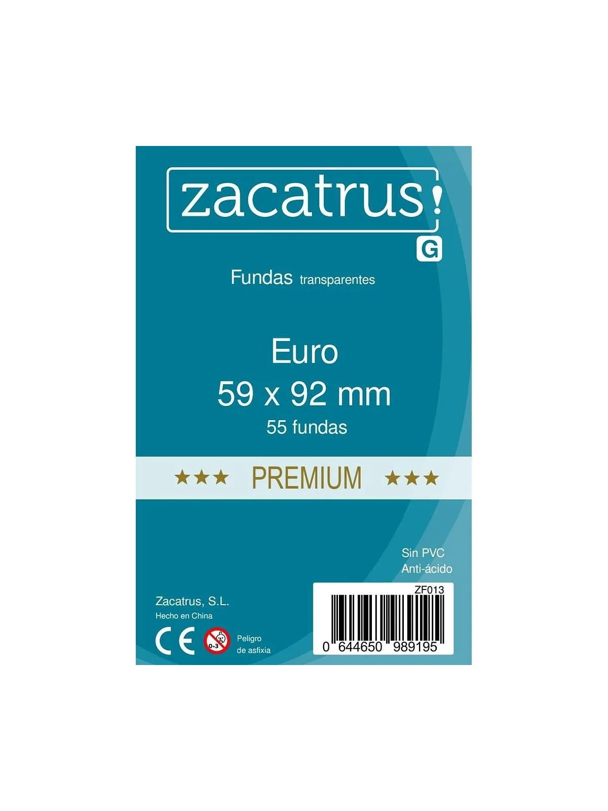 Fundas Zacatrus Euro Premium (59 mm X 92 mm) (55 uds) de Zacatrus en Fundas | La Cueva Roja