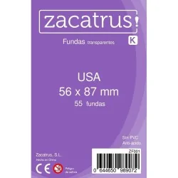 Fundas Zacatrus USA (56 mm X 87 mm) (55 uds) de Zacatrus en Fundas | La Cueva Roja