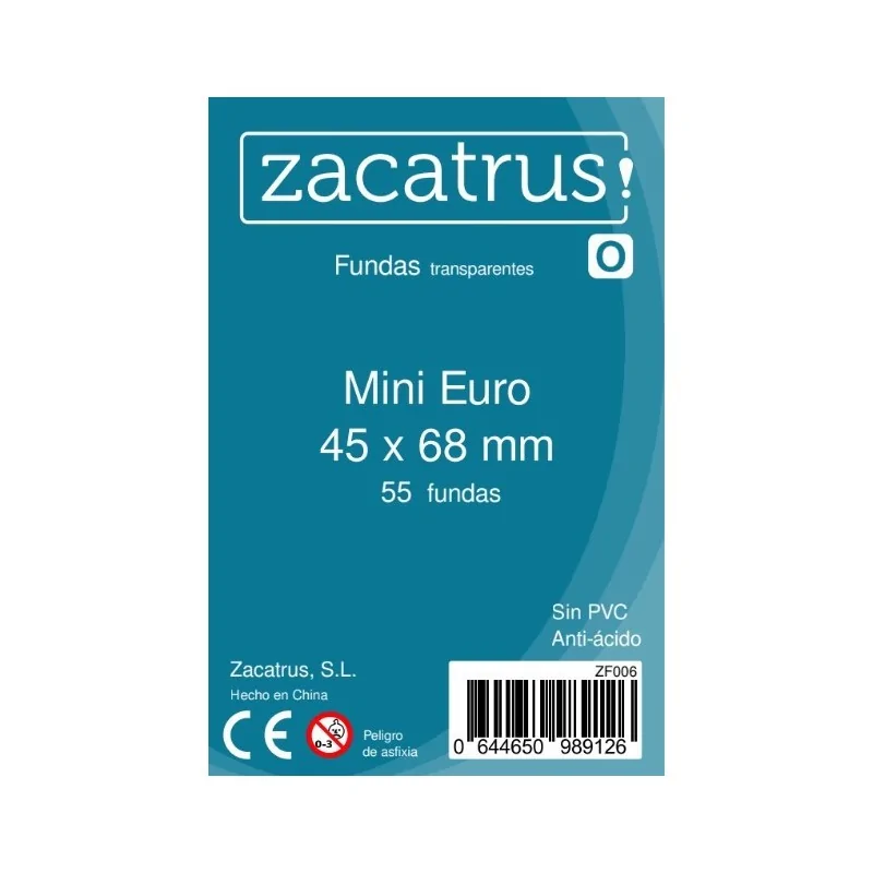 Fundas Zacatrus Mini Euro (45 x 68 mm) (55 uds) de Zacatrus en Fundas | La Cueva Roja